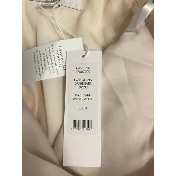 EVER NEW Evangelina Draped Whited Satin Cold Shoulder Dress US 4 NWT - Picture 11 of 16